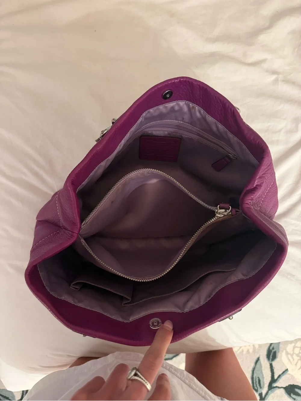 Coach Purple Pebbled Leather Shoulder Bag